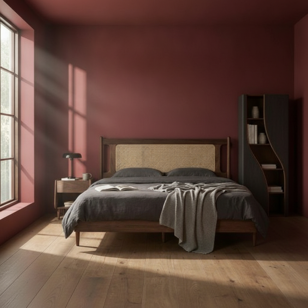 This is a wonderfully spacious room, and I love the idea of incorporating a bold red. We'll want to balance that vibrant color with the natural textures of the teak and rattan to keep the space feeling grounded and sophisticated.