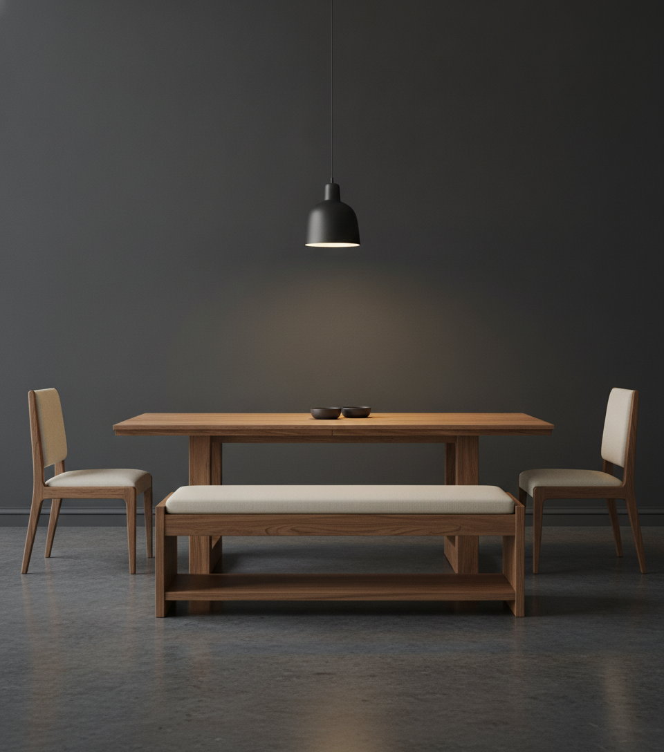 This is a wonderfully generous space for a dining room! Given the brief is 'black', I'm thinking of a sophisticated, moody atmosphere. I'll use a deep charcoal for the walls and a dark, polished concrete floor to really anchor the design.